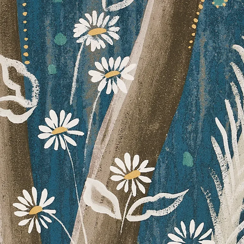 Schumacher BRINDILLE GOLDEN ACCENTED PANEL SET wallpaper, color PEACOCK, SKU 5010922